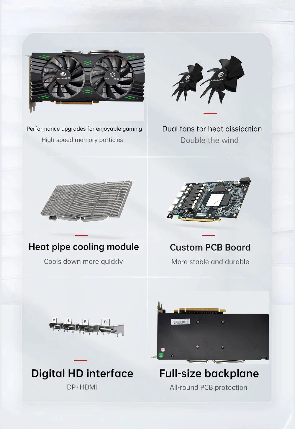 MLLSE Gaming Graphics Card AMD Radeon RX580 2048SP 8GB GDDR5 256-bit PCIe 3.0 x16 8Pin GPU Computer Desktops placa de video card