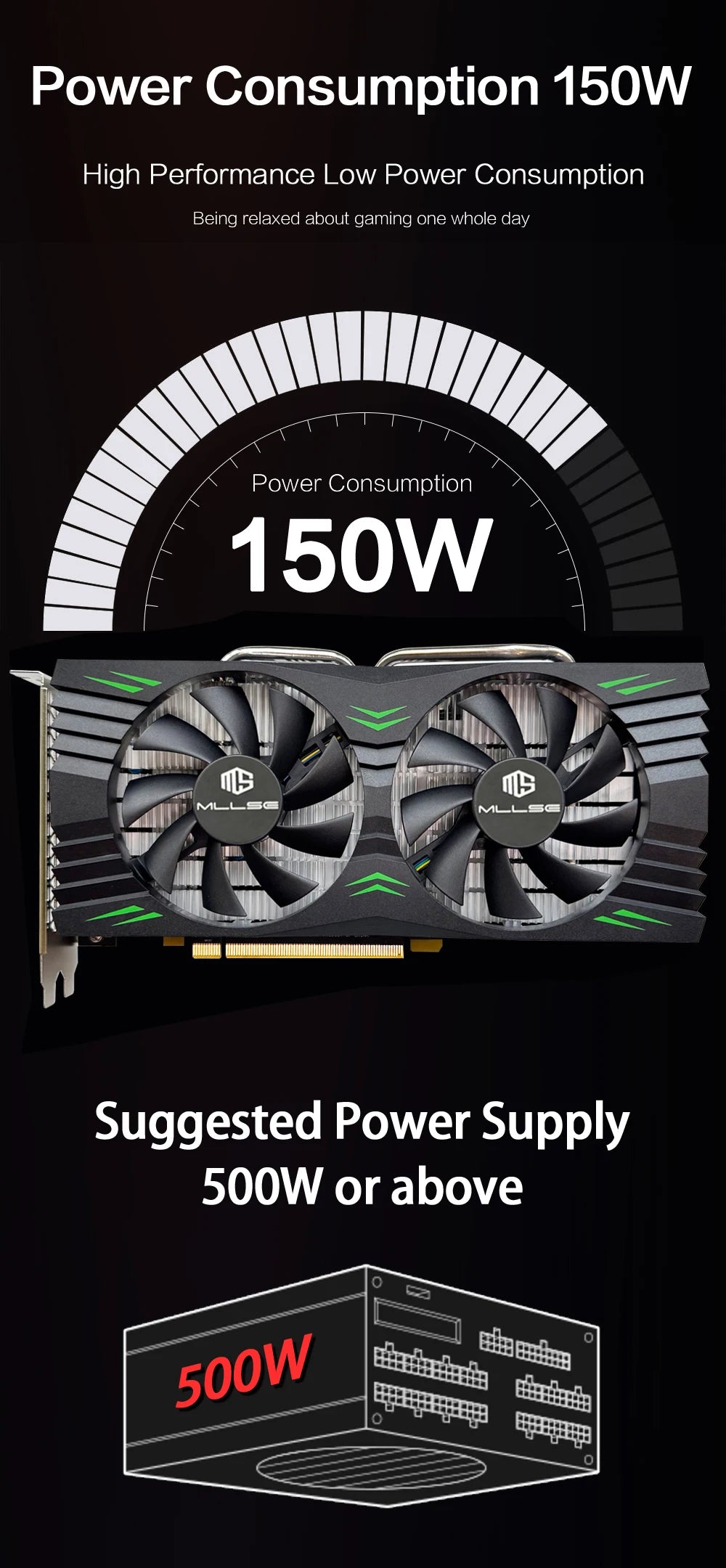 MLLSE Gaming Graphics Card AMD Radeon RX580 2048SP 8GB GDDR5 256-bit PCIe 3.0 x16 8Pin GPU Computer Desktops placa de video card