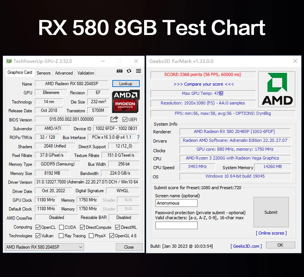 MLLSE Gaming Graphics Card AMD Radeon RX580 2048SP 8GB GDDR5 256-bit PCIe 3.0 x16 8Pin GPU Computer Desktops placa de video card