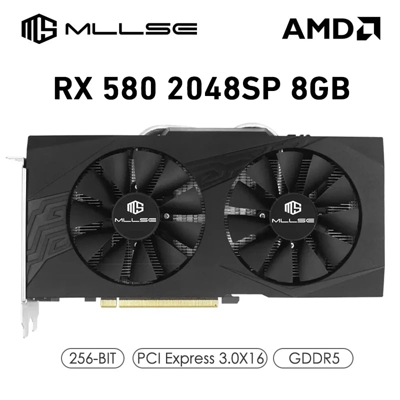 MLLSE Gaming Graphics Card AMD Radeon RX580 2048SP 8GB GDDR5 256-bit PCIe 3.0 x16 8Pin GPU Computer Desktops placa de video card