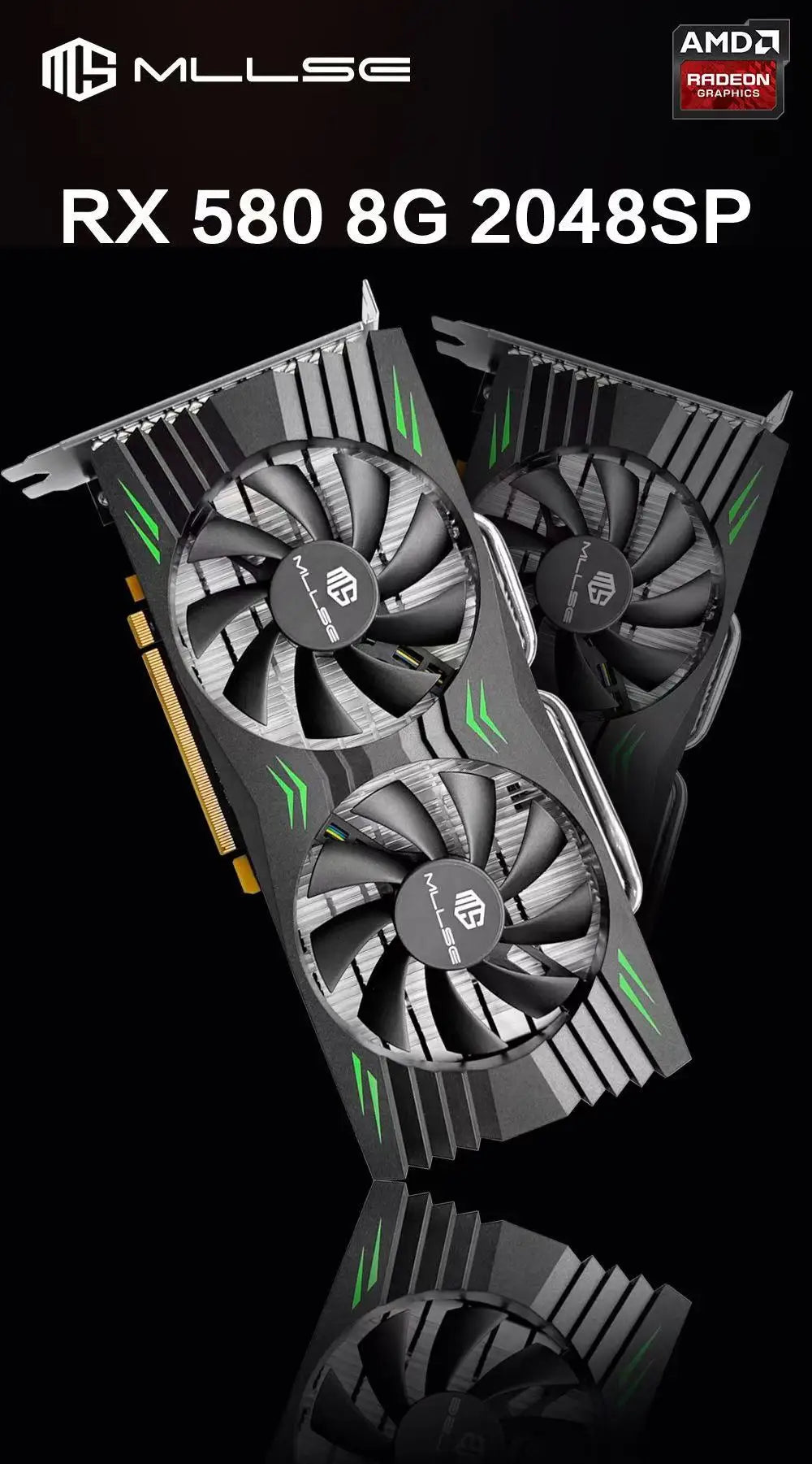 MLLSE Gaming Graphics Card AMD Radeon RX580 2048SP 8GB GDDR5 256-bit PCIe 3.0 x16 8Pin GPU Computer Desktops placa de video card