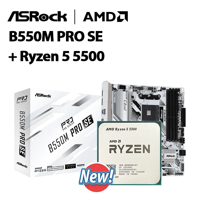 Asrock B550M Pro SE + CPU AMD Ryzen 5 Ryzen 7 chipset AMD PRO565 Motherboard New Suit Socket AM4 All but without cooler