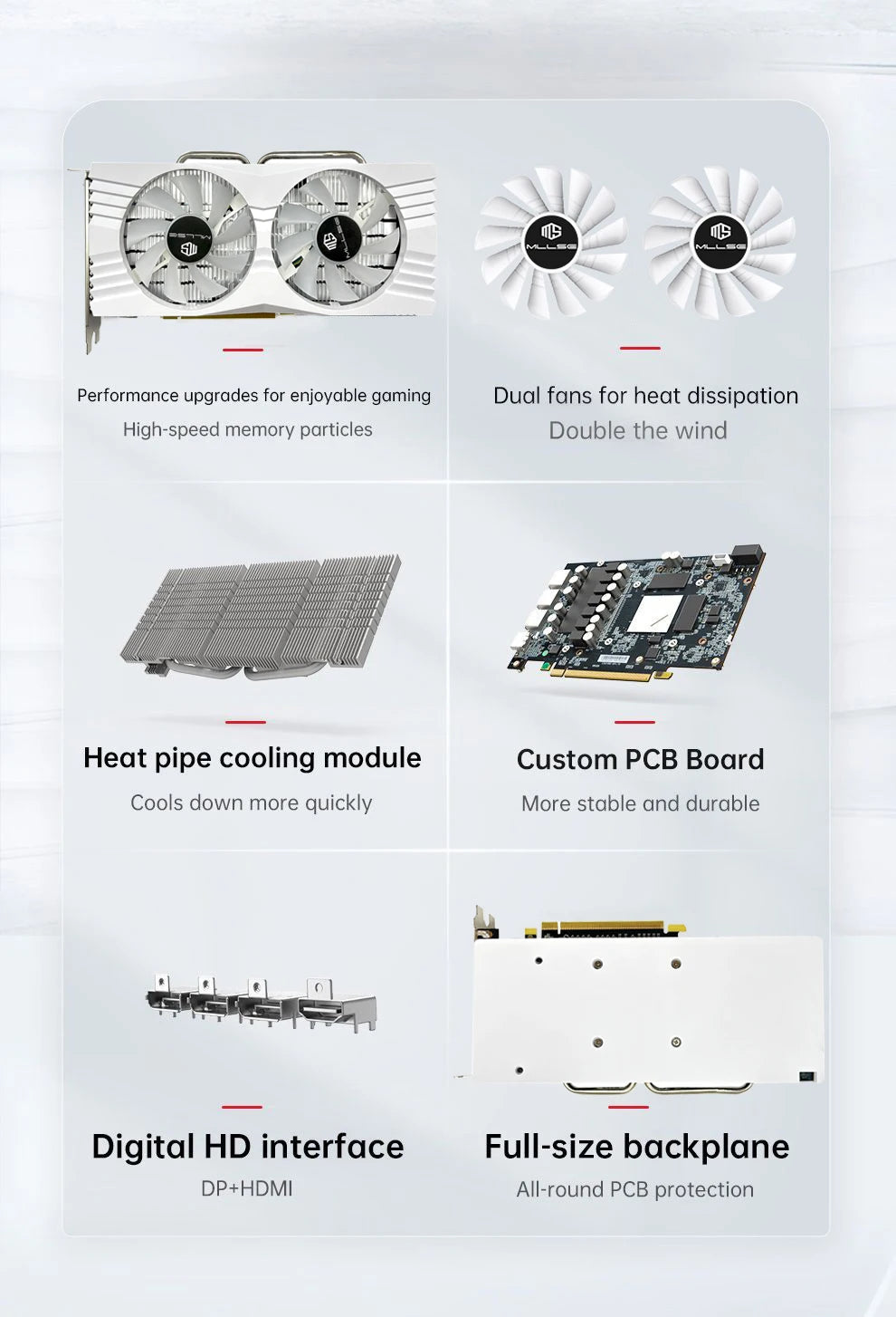 MLLSE Gaming Graphics Card AMD Radeon RX580 2048SP 8GB GDDR5 256-bit PCIe 3.0 x16 8Pin GPU Computer Desktops placa de video card