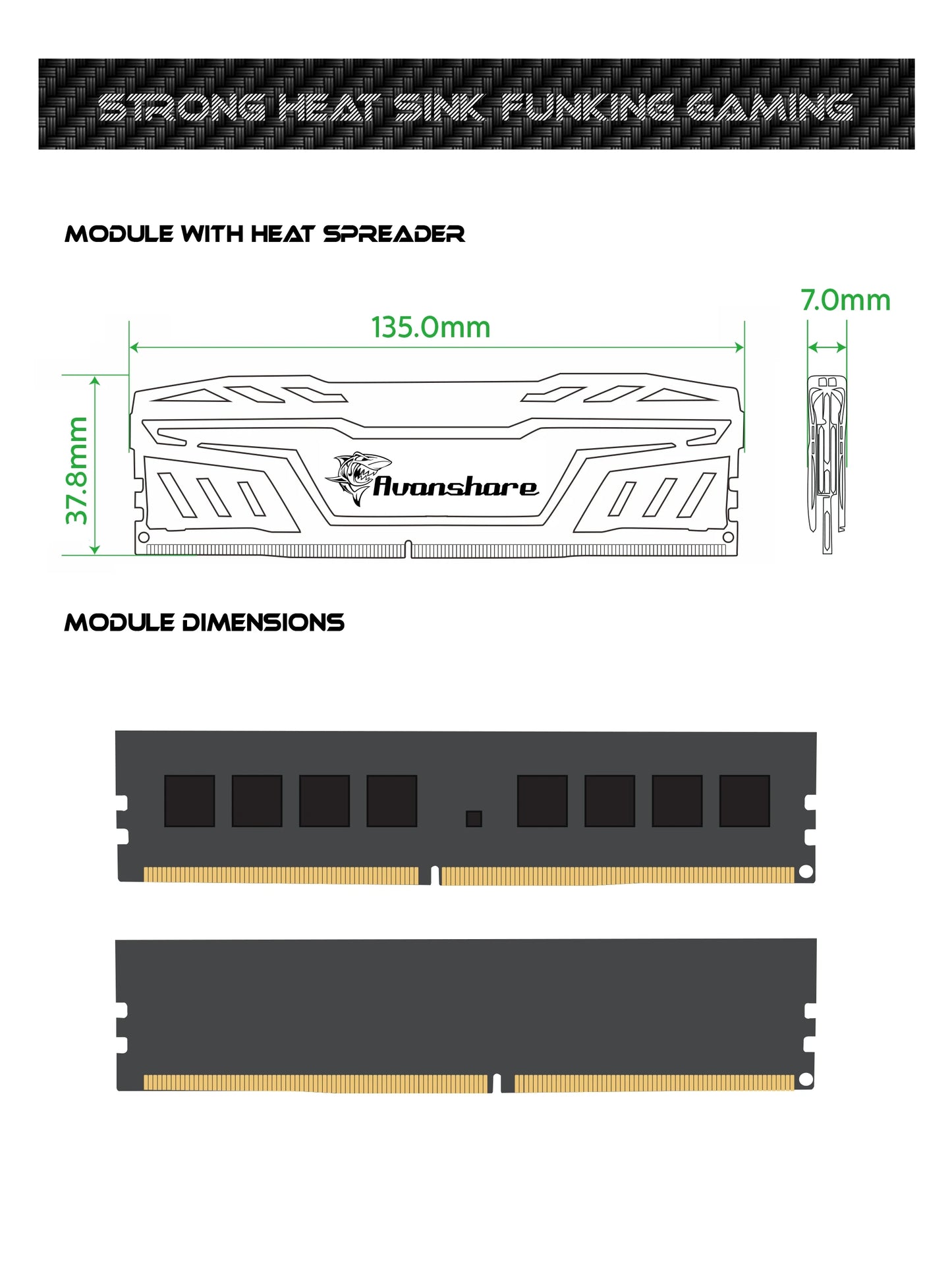 Avanshare Ram Memory DDR4 8GB 16GB 3200MHz 2666MHz Memoria DDR4 DDR5 4800MHz 5600MHz 6400MHz 32GB UDIMM 288pin Desktop Memory