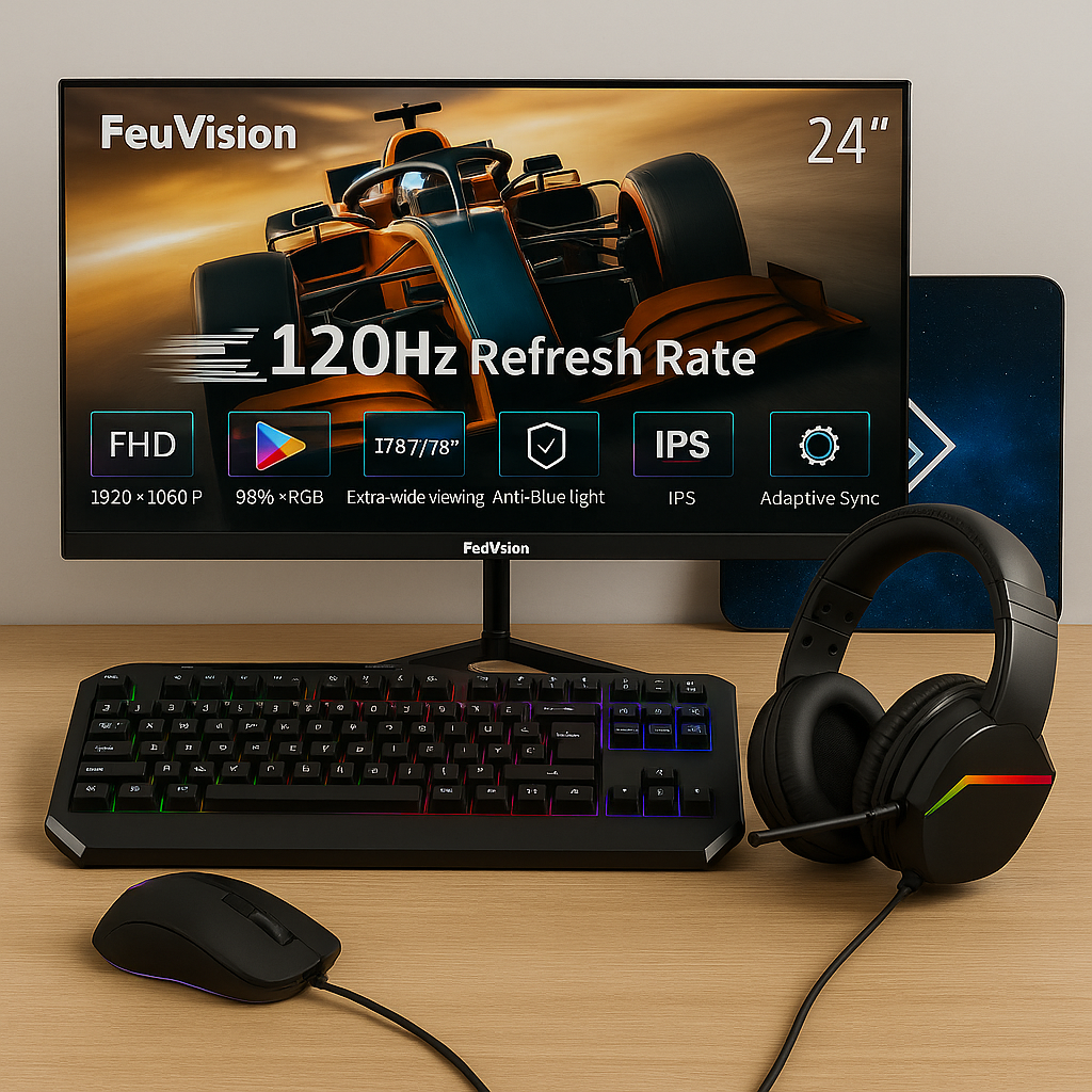 DJR Bundle | Monitor, Keyboard, Mouse and Headset | 4 IN 1 Gaming Bundle